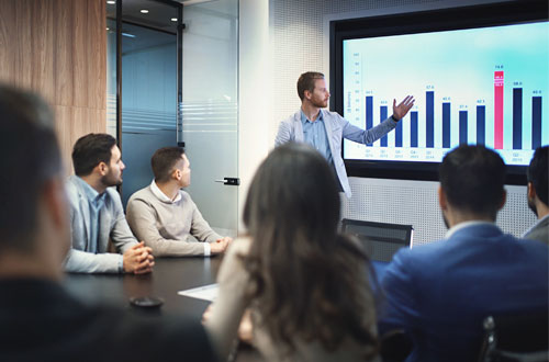 Worker giving presentation
